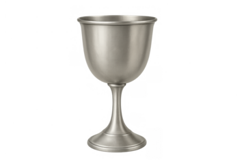 Silver chalice goblet offering elegant vintage and antique metal design on transparent background