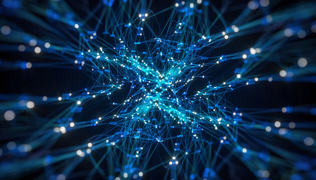 Abstract Digital Network Connection in Blue - Technology Background