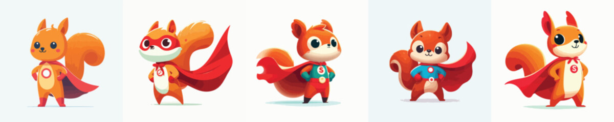 cute squirrel vector in super hero costume
