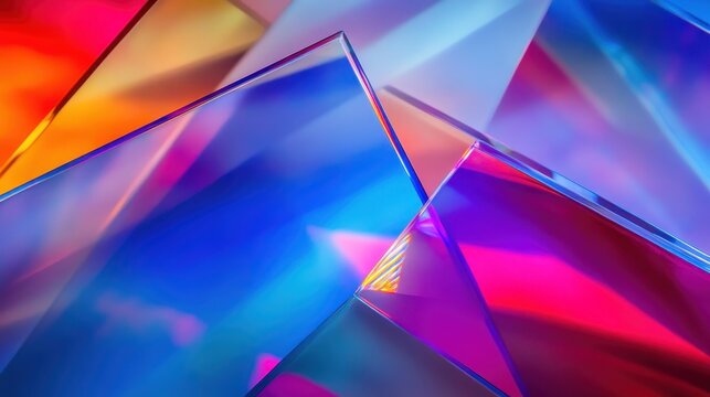 Abstract composition of colorful interconnected glass prisms - Powered by Adobe