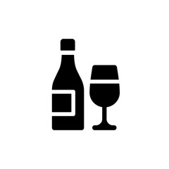 A wine bottle and glass icon symbolizing celebration, dining, relaxation, holiday parties, and festive gatherings, perfect for menus, invitations, seasonal events, and elegant drink-related designs.