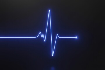 Illustration of glowing blue heartbeat monitor line for medical concept