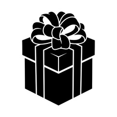Gift Box Icon – Silhouette Present with Ribbon for Celebration & Holiday Design