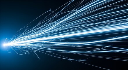 Dynamic light streaks on a dark background conveying speed and technology