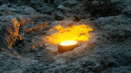 Acoustic sensor deployed on ground with illumination