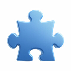 Fototapeta premium Blue Puzzle Piece Jigsaw Part with Smooth Plastic Texture