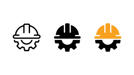 Engineering and construction hard hat gear icon set for industrial safety, work, maintenance, and factory settings symbol vector illustration design
