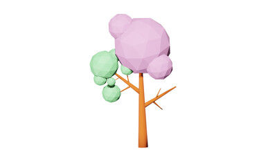 cute low poly tree with 3 kind of color