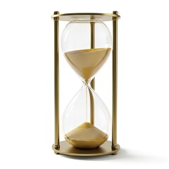 Hourglass with Falling Sand Isolated on White Background