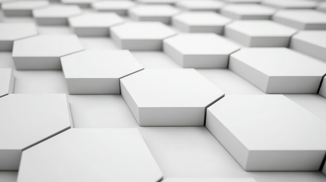 Geometric pattern of interconnected white hexagons creating an abstract textured surface - Powered by Adobe