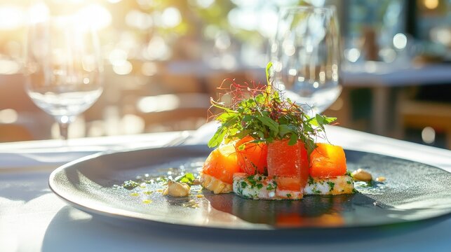 Freshly Prepared Salmon Sushi Roll with Appetizing Presentation