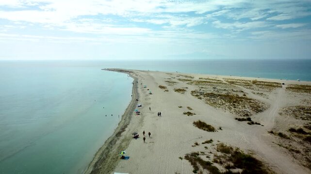 Drone Panorama of Sandy Beach from Multiple Angles, Kassandra