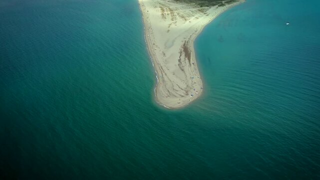 Aerial Overview of Sandy Beach on Kassandra Peninsula, Greece