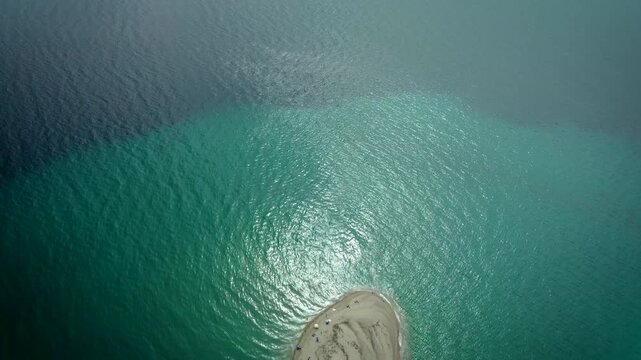Aerial Scenic View of Mediterranean Sandy Coastline, Greece