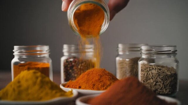 Colorful Spices in Jars Video