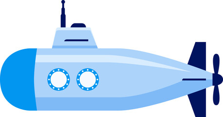 blue spy submarine isolated in flat style