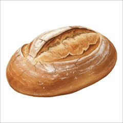 Watercolor Bread Loaf Baked Food Vector Illustration on White Background
