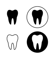 Vector illustration set of tooth icon. Dental symbol on white background.