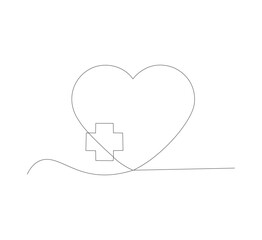 heart care line drawing without break isolated on white.health icon vector.illustrator vector downloadable.health vector editable