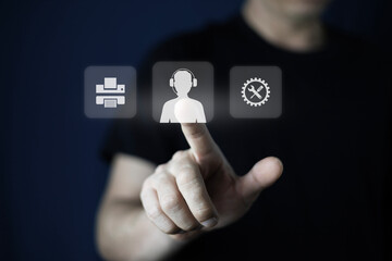 Service support customer helps call center Business technology button on virtual icon
