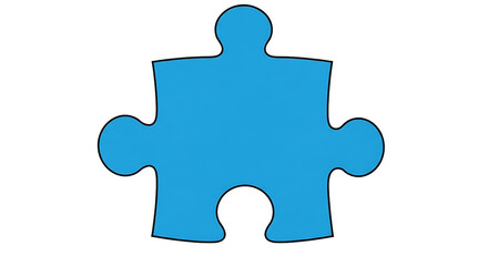 Single Blue Puzzle Piece Symbolizing Solution and Connection, Isolated on Transparent Background