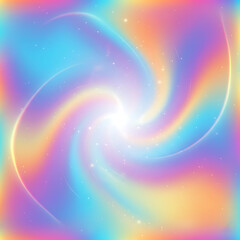 Vibrant Rainbow Gradient Abstract Background with Holographic Swirl Effect and Glowing Particles - Modern Digital Art Graphic Resource for Design and Creative Projects