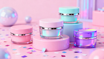 beauty care pink plastic bottle