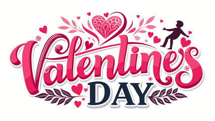 Valentines day text design isolated