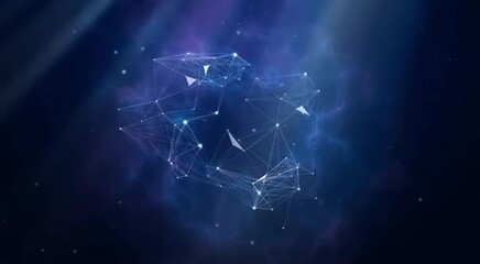 Futuristic Dark Blue Tech Network Background Abstract Data Flow, Glowing Lines & Digital Nebula Animation - Powered by Adobe