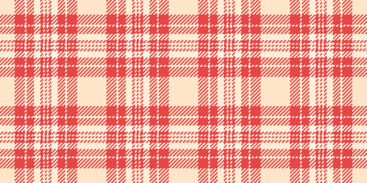 Preppy vector background check, deep pattern seamless fabric. Famous plaid texture tartan textile in red and light colors.