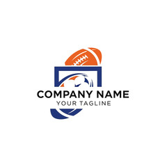 A logo featuring a football above a goalpost, with the company name and tagline below.
