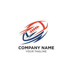 Dynamic logo featuring a stylized American football with motion lines, suitable for sports branding.