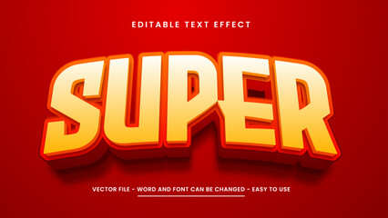Red super text effect, editable bold 3d text effect	