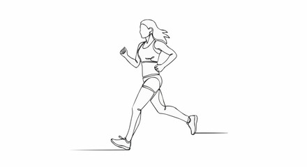 Continuous one line drawing of a fit woman running in sportswear.