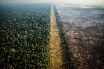 Lonely road disappearing into foggy horizon Generative AI