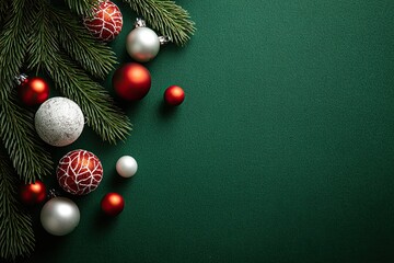 Christmas Decor on Dark Green Background Generative AI