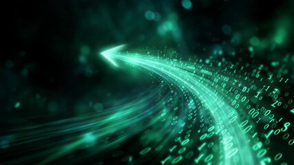 Flickering particles and vibrant neon create immersive depth, Vivid green digital corridor with flowing data streams and cinematic visual effects - Powered by Adobe