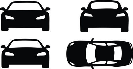 Obraz premium Car silhouettes in various perspectives for graphic design projects and illustrations 