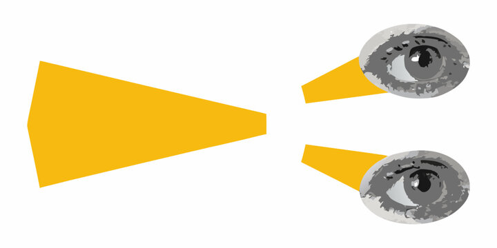 Vision focus eyes looking through a yellow cone shape