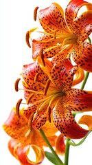 Orange Spotted Lily Closeup On White Background