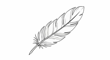 Fototapeta premium Detailed Sketch of a Single Feather with Delicate Barbs.