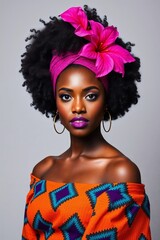 Black Beautiful Woman Portrait on black background