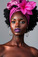 Black Beautiful Woman Portrait on black background