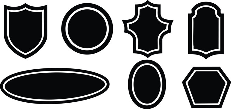 Various blank black badges and labels suitable for design projects and graphic illustration needs 