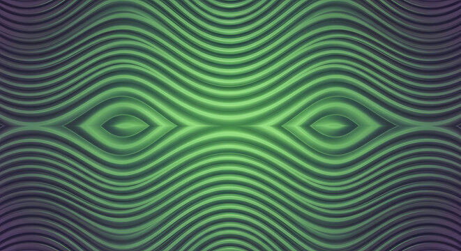 Vibrant green abstract pattern with flowing wavy lines and symmetrical design, creating a dynamic and modern background texture