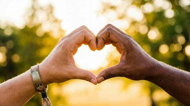 Volunteer hands making heart shape gesture love symbol charity support kindness romance humanitarian aid community health care togetherness friendship emotion social work lifestyle sign peace 