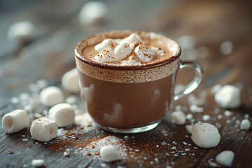cup of coffee, chocolatemilk with chocolate, cosy photo for christmas