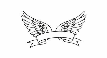 Angel Wings With Banner Emblem Design Element.