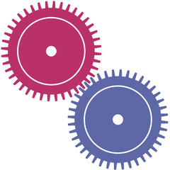 Interconnected Gear Wheels of Purple and Red