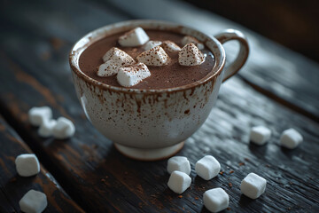 cup of coffee, chocolatemilk with chocolate, cosy photo for christmas